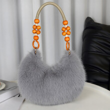 (Gray) Women\'s Fluffy Faux Fur Crossbody Bag Winter Fashion
