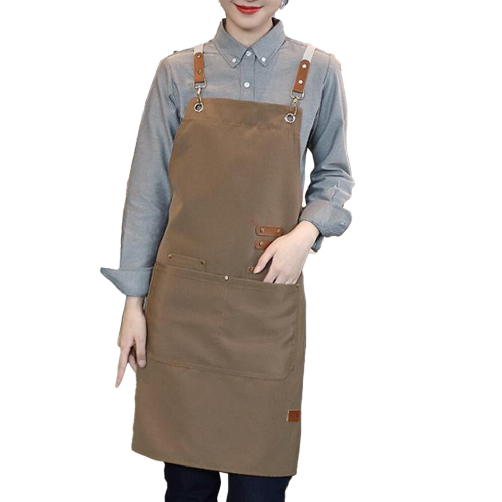 Waterproof Canvas Chef Apron With Adjustable Strap - Light Coffee 8421387593688