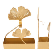 Ginkgo-Blatt-Brennerhalter, 18x13x4,5 cm, goldfarben