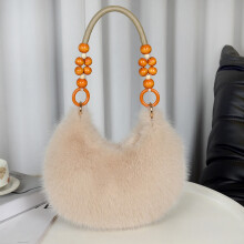 (shallow khaki) Women\'s Fluffy Faux Fur Crossbody Bag Winter Fashion