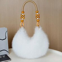 (Ivory White) Women\'s Fluffy Faux Fur Crossbody Bag Winter Fashion