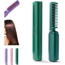 Keramik-Friseurkamm, kabellos, 18,5 cm, USB-aufladbar, 3 Heizstufen, für glattes und lockiges Haar, 24 Stunden Halt – geeignet für alle Haartypen
