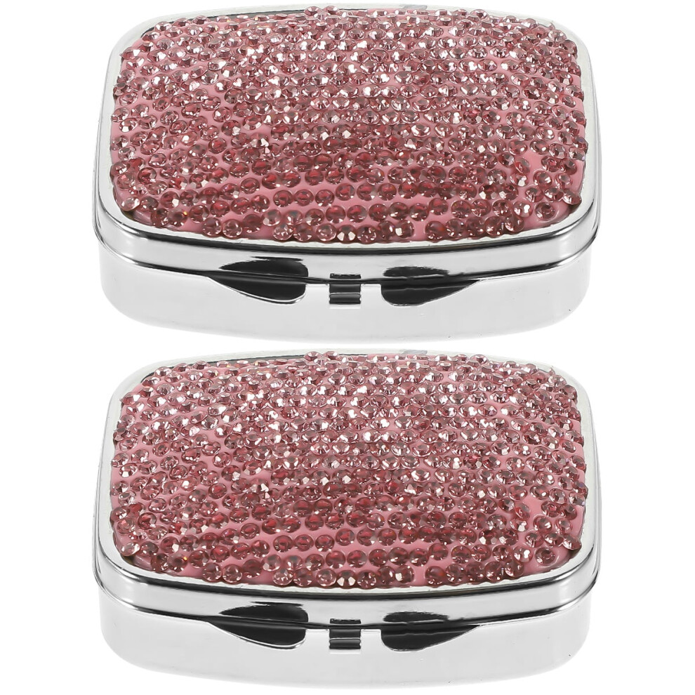 Set of 2 Am Weekly Pill Organizer Metal Box Travel