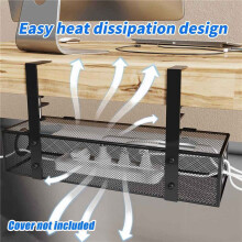 2X Under Desk Cable Management Box Tray Under Desk Wire Management Box Clamp Under Table Cord Management Organizer