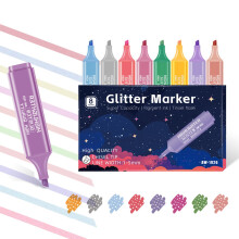 Metallic-Textmarker-Set, 8er-Pack, Glitzergel, schnelltrocknend, leuchtende Markierungen für Notizen und Planer