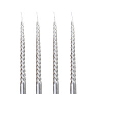 Set van 4 lange, taps toelopende waxkaarsen (25 cm) in rood/wit/zilver voor restaurant-, verjaardags-, kerst- en bruiloftsdecoratie – geschikt voor