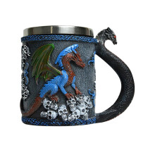 Mug à café gothique en résine avec anse en acier inoxydable 304