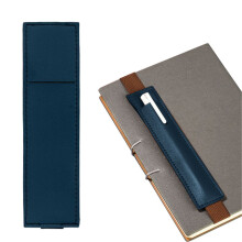 Étui porte-stylo en cuir PU beige avec étui élastique de 18 cm pour carnets et agendas. Portable et détachable, il peut également servir de