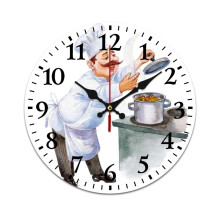 Vintage Mute Wall Clock with Ink Painting Chef Pattern – Battery Powered, Compatible with Home, Living Room, Kitchen & Office Decor