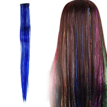 50cm Extensions Colored Straight Clip in on Hair Extension Rainbow Party Highlights Synthetic Hairpiece for Girls