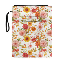 Schutzhülle für Bücher mit dekorativem Design, Tragetasche aus Polyestergewebe, waschbar, wasserdicht, mit Blumenmuster, ideal für Lehrbücher.