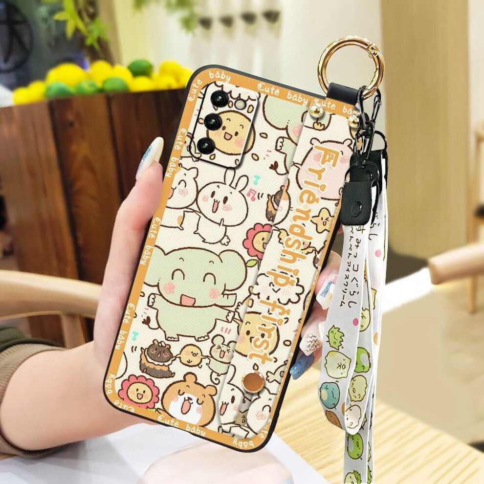 Phone Case Compatible With Samsung Galaxy A03s (Sm-A037f) Â Dirt-Resistant Cartoon Design With Ring, Wrist Strap & Anti-Knock Protection 9493189687109