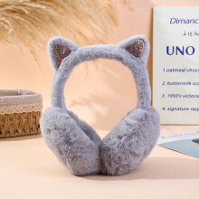 Thickened plush Cat's ears (Steamed cat-ear shaped bread) earmuff headband cute folding cycling ski warmth