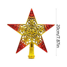 Gold & Red 5-Pointed Star Christmas Tree Topper, Compatible with Most Trees
