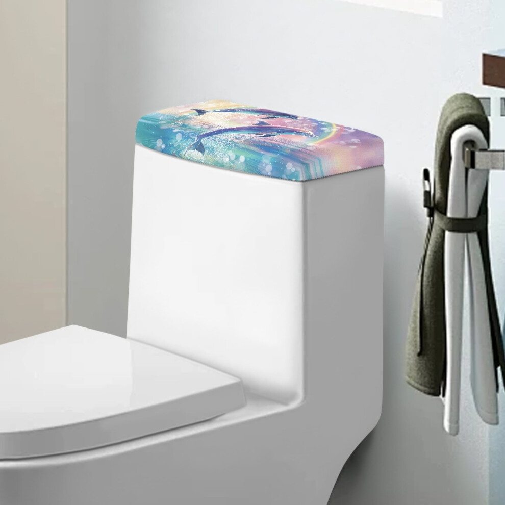 Sea Dolphins Toilet Tank Protector Â Rainbow Dust Cover, Pack Of 2, Compatible With Most Standard Toilet Tanks 9482726336952