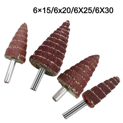 Tapered Cone Grinding Head 6mm Shank 5 Pcs 80 Grit 2