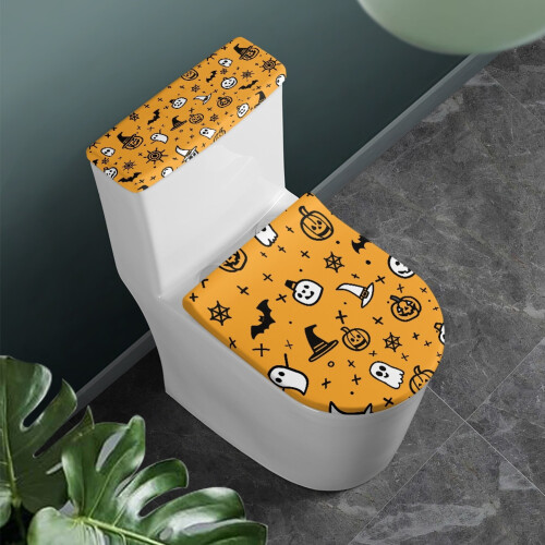 Ensemble de housse de toilette d'Halloween avec fond élastique 1