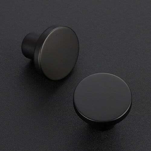 3 Pack Cabinet Knobs Black Kitchen Cabinet Knobs Round Dresser Drawer Knobs Matte Black Drawer Pulls Closet Door Knobs 1