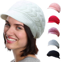 Gorro de punto para mujer para clima frío, piel sintética de conejo, 55–60 cm