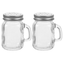 Pavo 2Pcs Glass Jars Seasoning Holders Small Salt Shakers Clear Pepper Shakers Condiment Jars