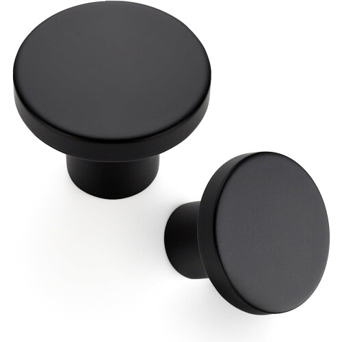 3 Pack Cabinet Knobs Black Kitchen Cabinet Knobs Round Dresser Drawer Knobs Matte Black Drawer Pulls Closet Door Knobs