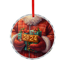 Santa Claus Glass Ornament Red 2024 Christmas Tree Decor