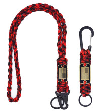 2 Pcs Heavy Duty Braided Paracord Lanyard Keychain with USA Flag – Compatible with Keys, Camera, Whistle, Outdoor & Travel