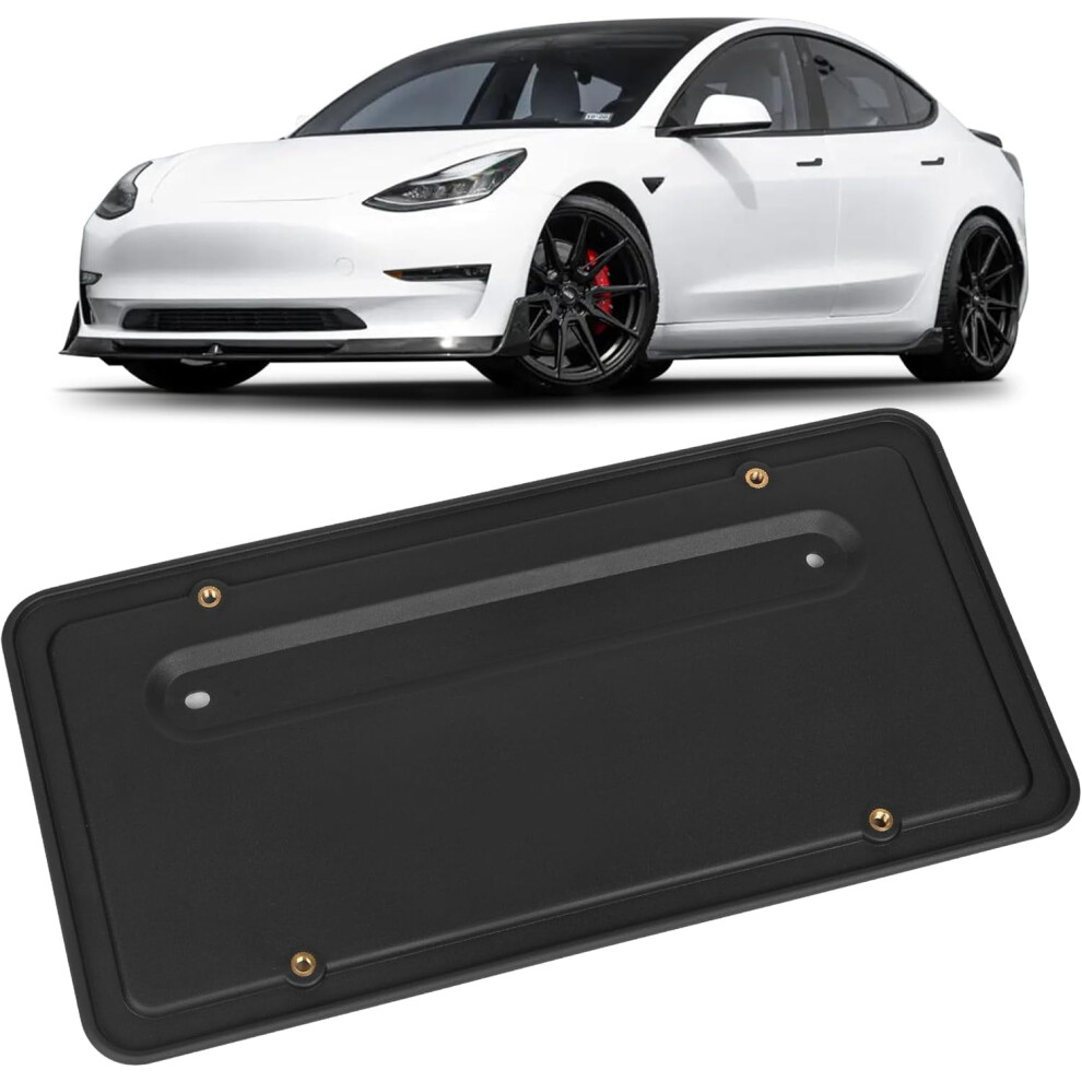 Rear License Plate Frame For Tesla Model 3 (2017Â2023) & Model Y (2020Â2025), Rust-Proof, Rattle-Proof, 4 Brass Screw Holes, Compatible With Oem 9464372732838