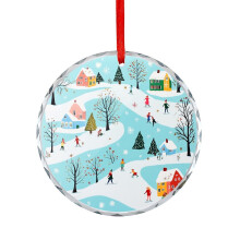 Glass Christmas Ornament Fantasy Fairy Town Design