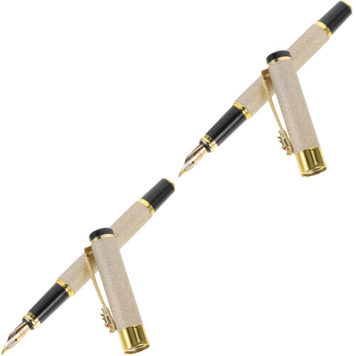 2Stk Füllfederhalter Metall, Beige, Multifunktional, Geschenkidee 2