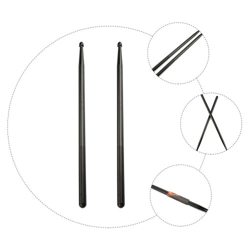 Black Drumsticks with Non- Grip, 1 Pair - Ideal for Drumming Practice, Performance, and 2