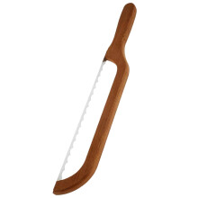Portable Wooden Bread Slicer with Stainless Serrated Blade & Handle – Compatible with Home Kitchen