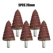 5 stuks 6 mm schacht conische slijpkop schuurpapier 80 korrel lamellenschijven schuurkop voor hout, kunststof en metaal polijstgereedschap