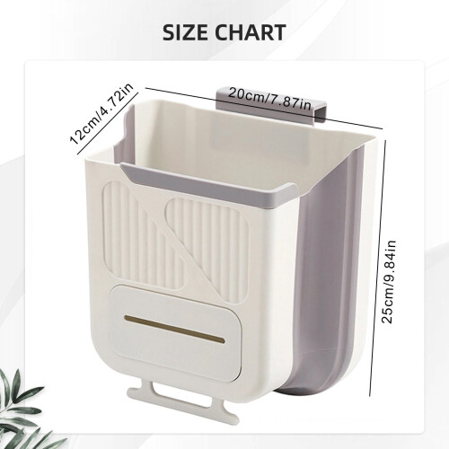 Lixeira dobrável de plástico branco, 24,9 x 20 x 11,9 cm (9,8 x 7,87 x 4,7 polegadas) 2