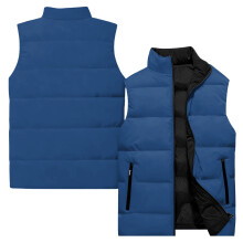 Lässige, modische Herrenweste, ärmellos – Baumwollgefütterter Mantel mit einfarbigem Muster, Blau, XXXL