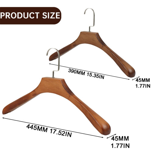 Cabides de madeira maciça sem haste para calças – 44,5 cm 2