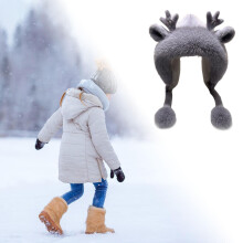 Chapeau à oreilles de cerf pour femme, protection des oreilles, chapeau en peluche portable et tendance, chapeau chaud d'hiver pour le vélo, la