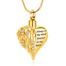 Angel Wing Heart Cremation Heart Urn Necklace for Ashes Ashes Jewelry for Women Men Keepsake Ashes Pendant Memorial Locket Ash Holder