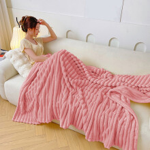 Leichte, warme Flanell-Fleecedecke – gestreift, kuschelige Mikrofaser-Rippdecke für Sofa/Bett für alle Jahreszeiten, perfektes Geschenk