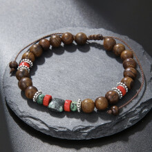 Handgefertigtes Totenkopf-Perlenarmband – Vintage-Stil, Türkis, Holzperlen, Kokosnussschalen-Armband für Damen und Herren