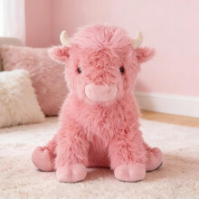 Pink Highland Cow Plush Toy - 20 Inch Soft Stuffed Animal