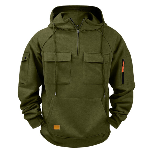 Men's Solid Long Sleeve Hooded Quarter-Zip Sweatshirt 1 Pack