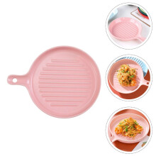 Pink Ceramic Plates with Handles for Home Use Oven Safe Microwave Friendly Dinner Plates 8.5 inches