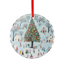 Glass Christmas Ornament Snowy Town Design 1 Piece