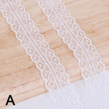 Polyester Ballet Shoelaces Black White Lace Design