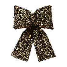 Christmas Bow Ornaments – Black Sequined Pendants for Tree, Window, Wedding & Party Decor | Reusable Gift Accents