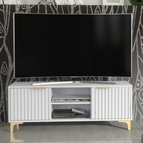 TV Unit Tide Crest 120cm - White & Gold