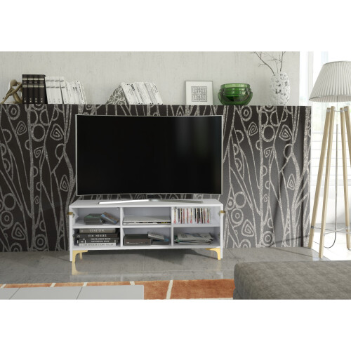 TV Unit Tide Crest 120cm - White & Gold 2