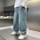 Τζιν για αγόρια, φαρδιά, ίσια, τζιν cargo, casual, λάστιχο στη μέση, χαλαρή εφαρμογή, 2