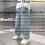 Τζιν για αγόρια, φαρδιά, ίσια, τζιν cargo, casual, λάστιχο στη μέση, χαλαρή εφαρμογή, 3